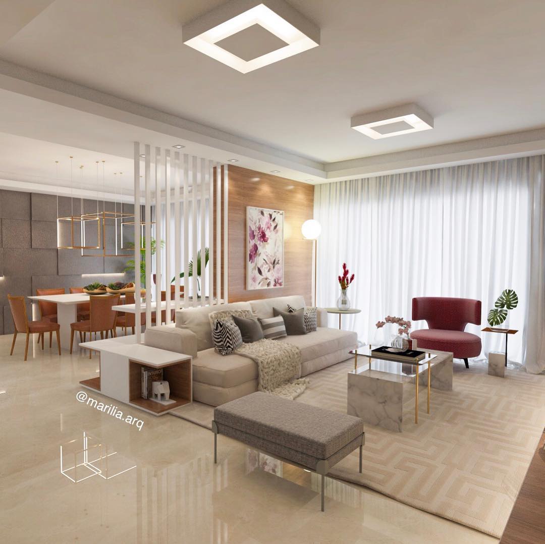 sala de estar com cozinha integrada