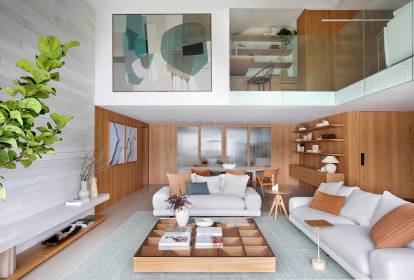 sala de estar com escada