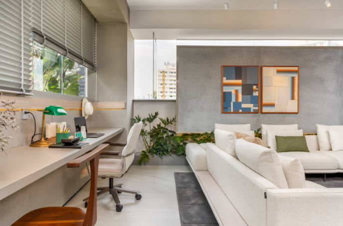 otimização de espaço sala com home office