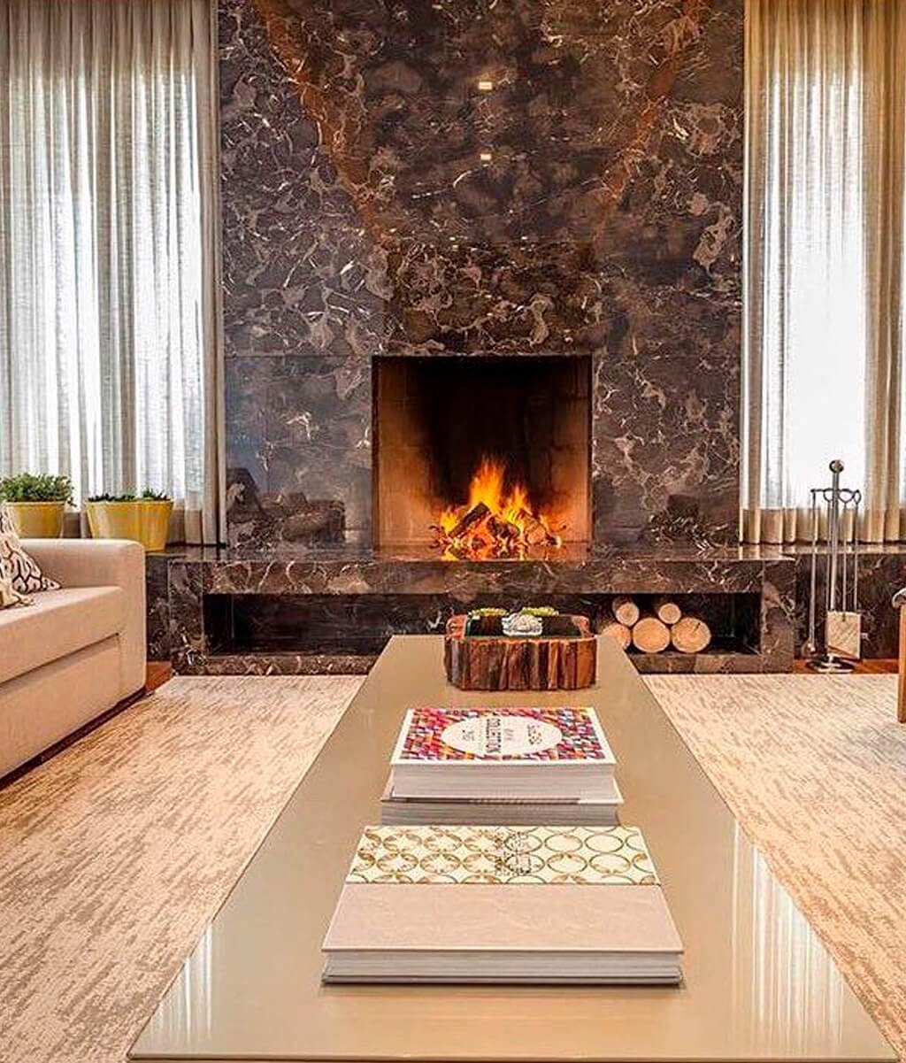 sala de estar com lareira