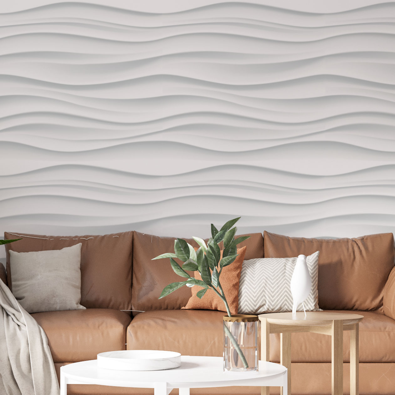 sala de estar com papel de parede 3d