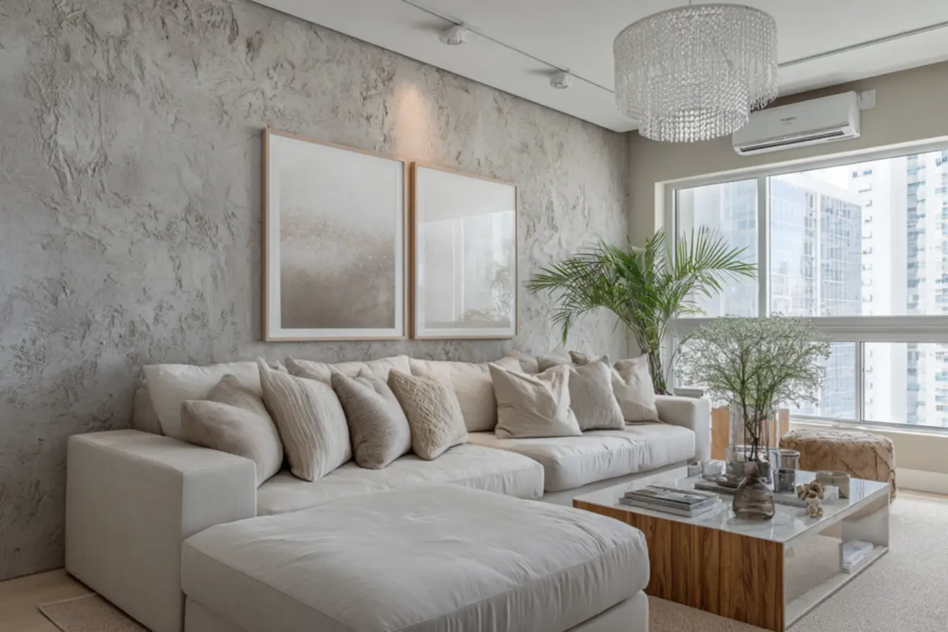 cimento queimado na sala com iluminação