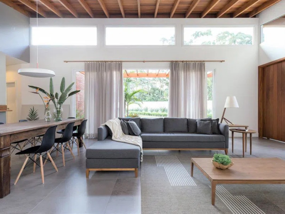 harmonizar cores em sala de estar e jantar unificadas