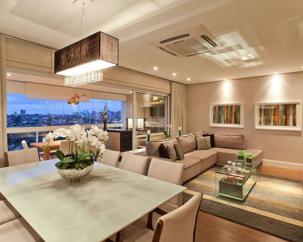 sala de estar e jantar integradas