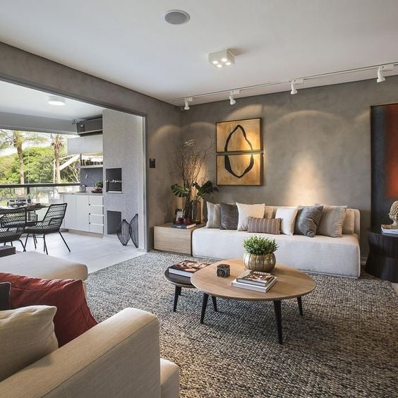 sala de estar integrada com varanda