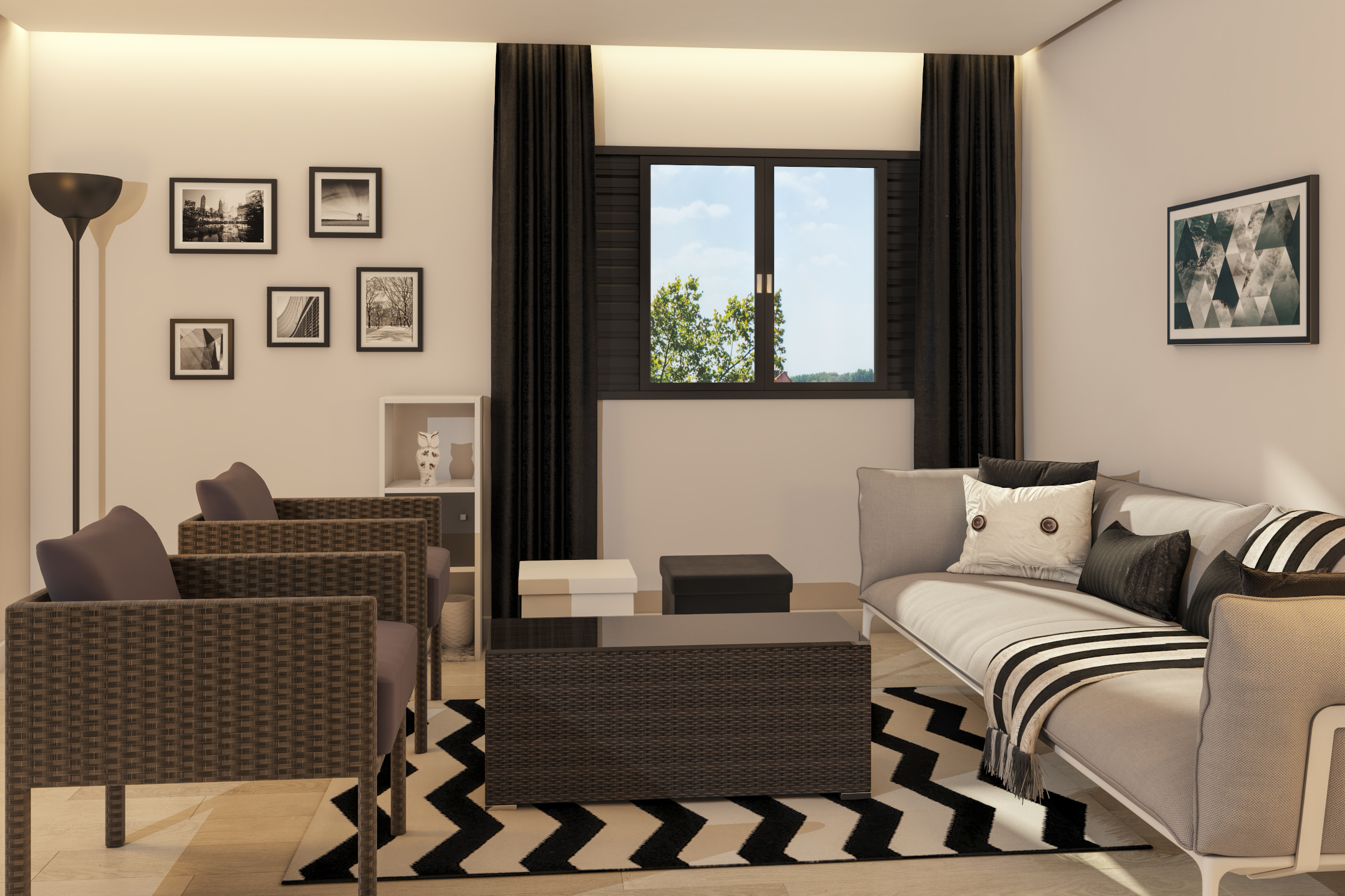 Dicas de iluminação para salas em preto e branco