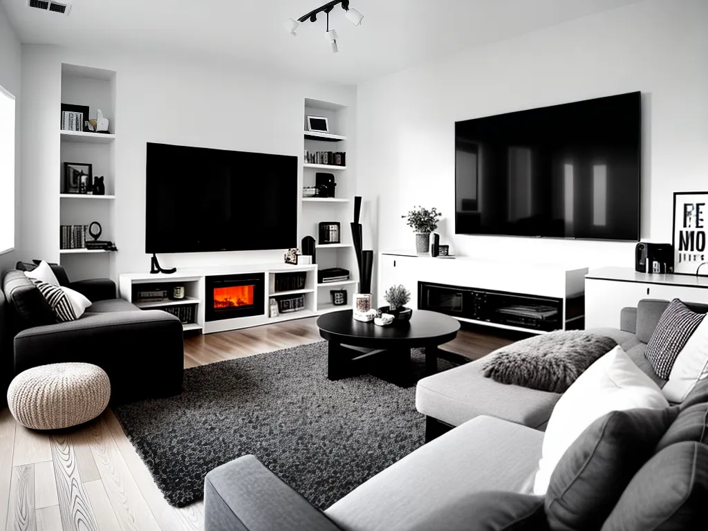 sala de estar tematica de cinema