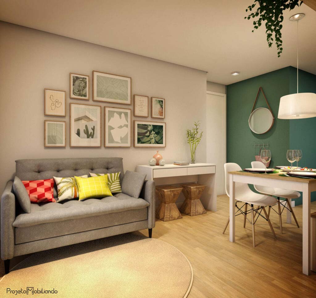 cores que combinam com verde na sala