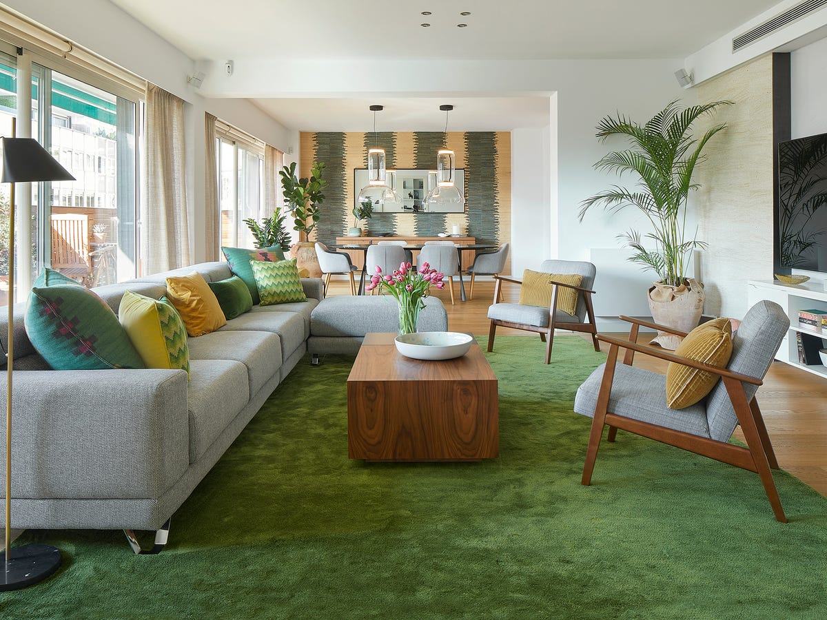 cores que combinam com verde na sala