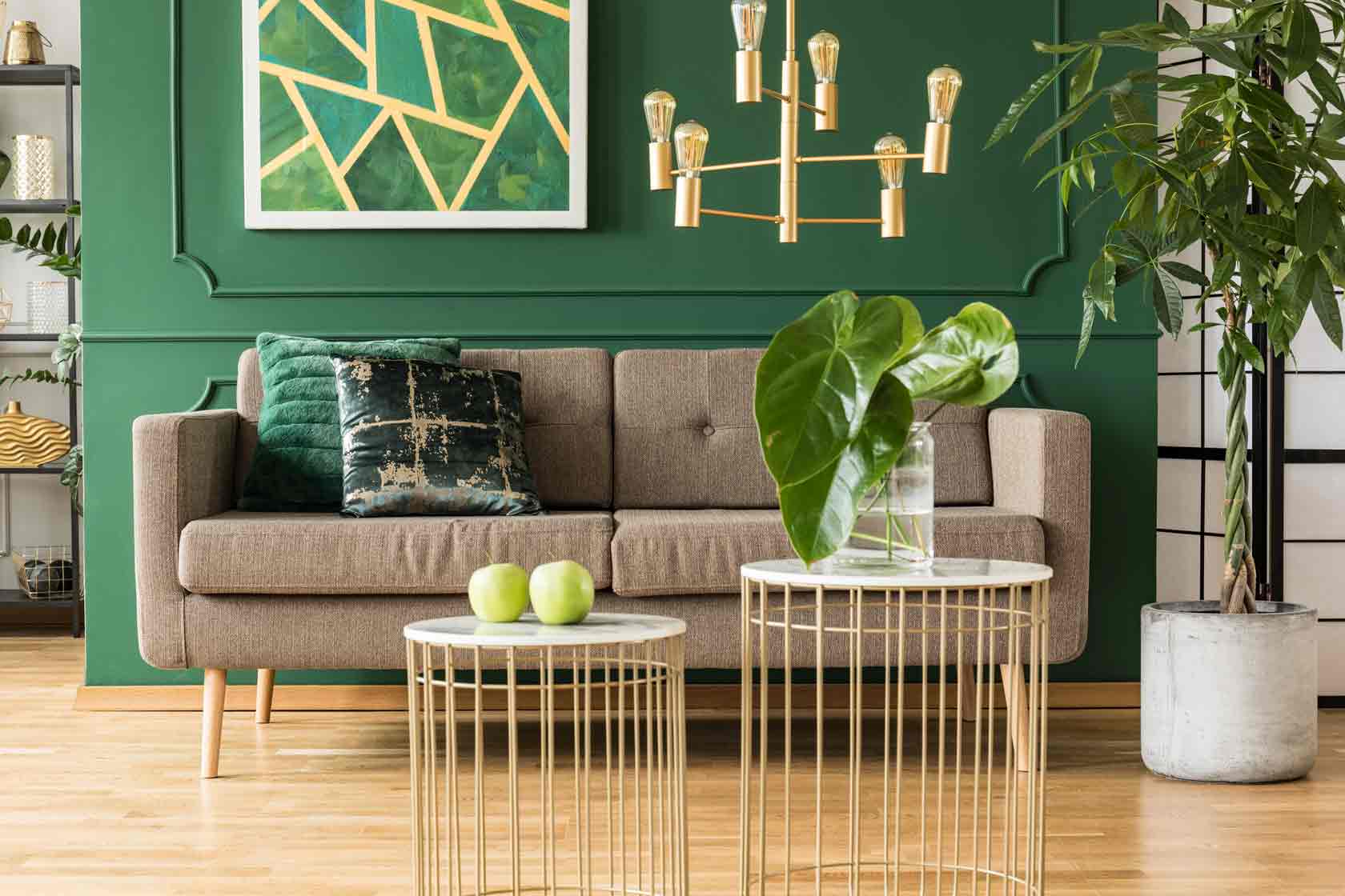 tons de verde para sala de estar