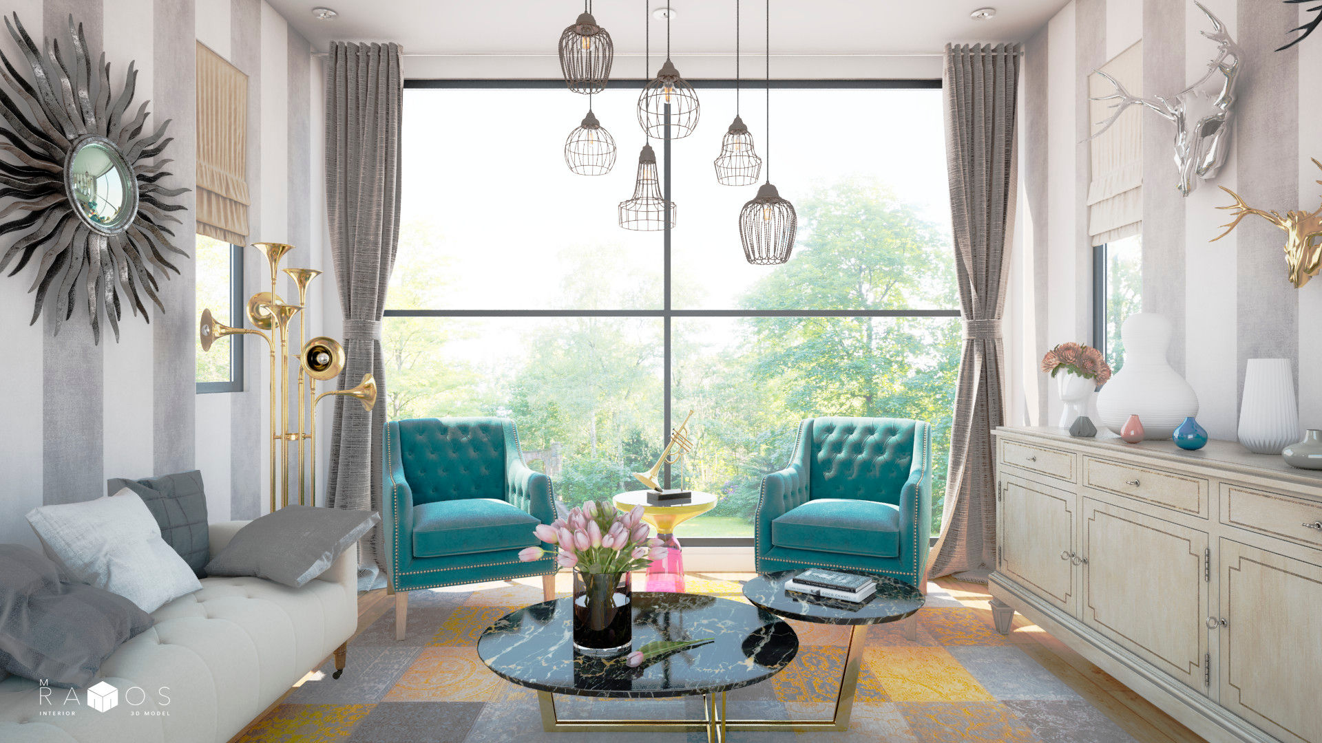 cores ideais para sala vintage