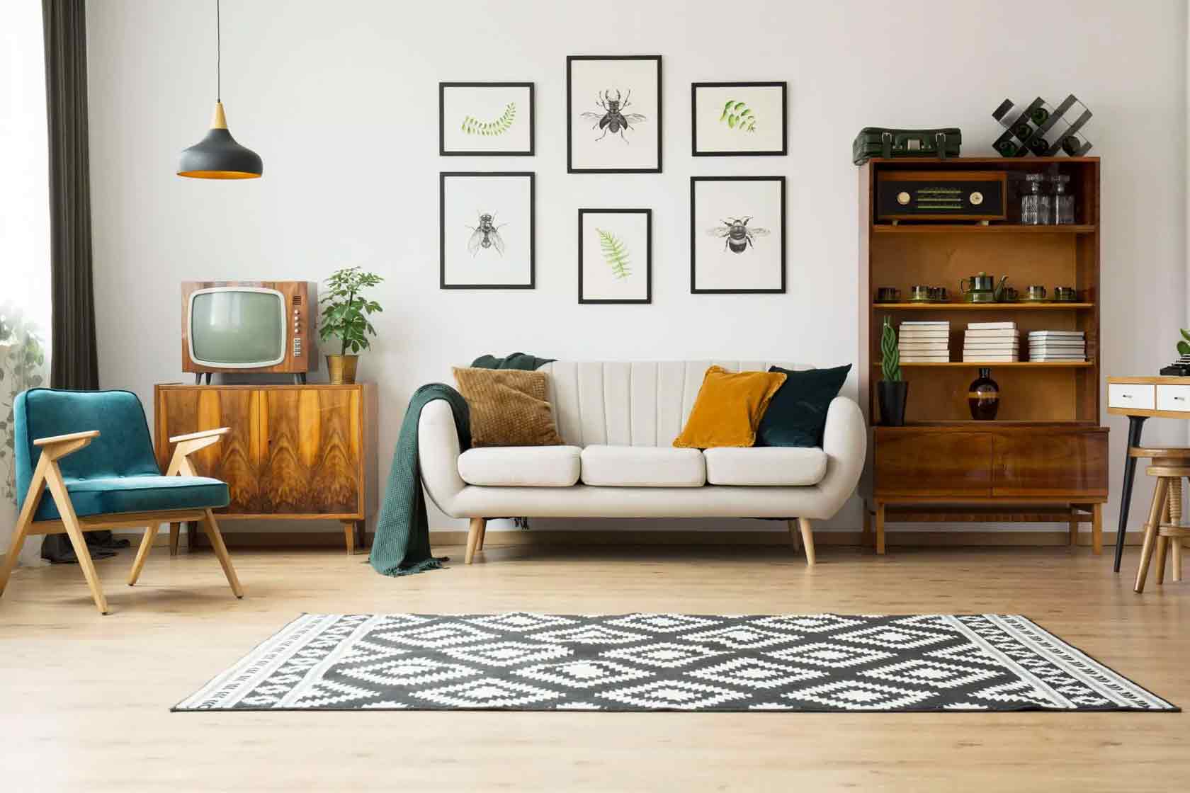 cores ideais para sala vintage