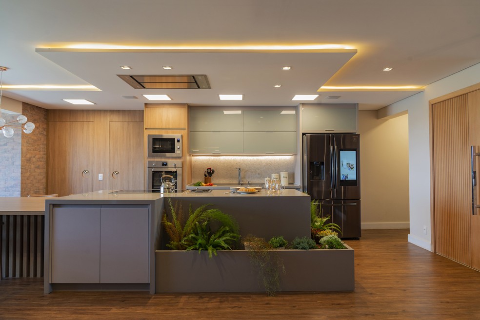 sancas de gesso na cozinha iluminação indireta