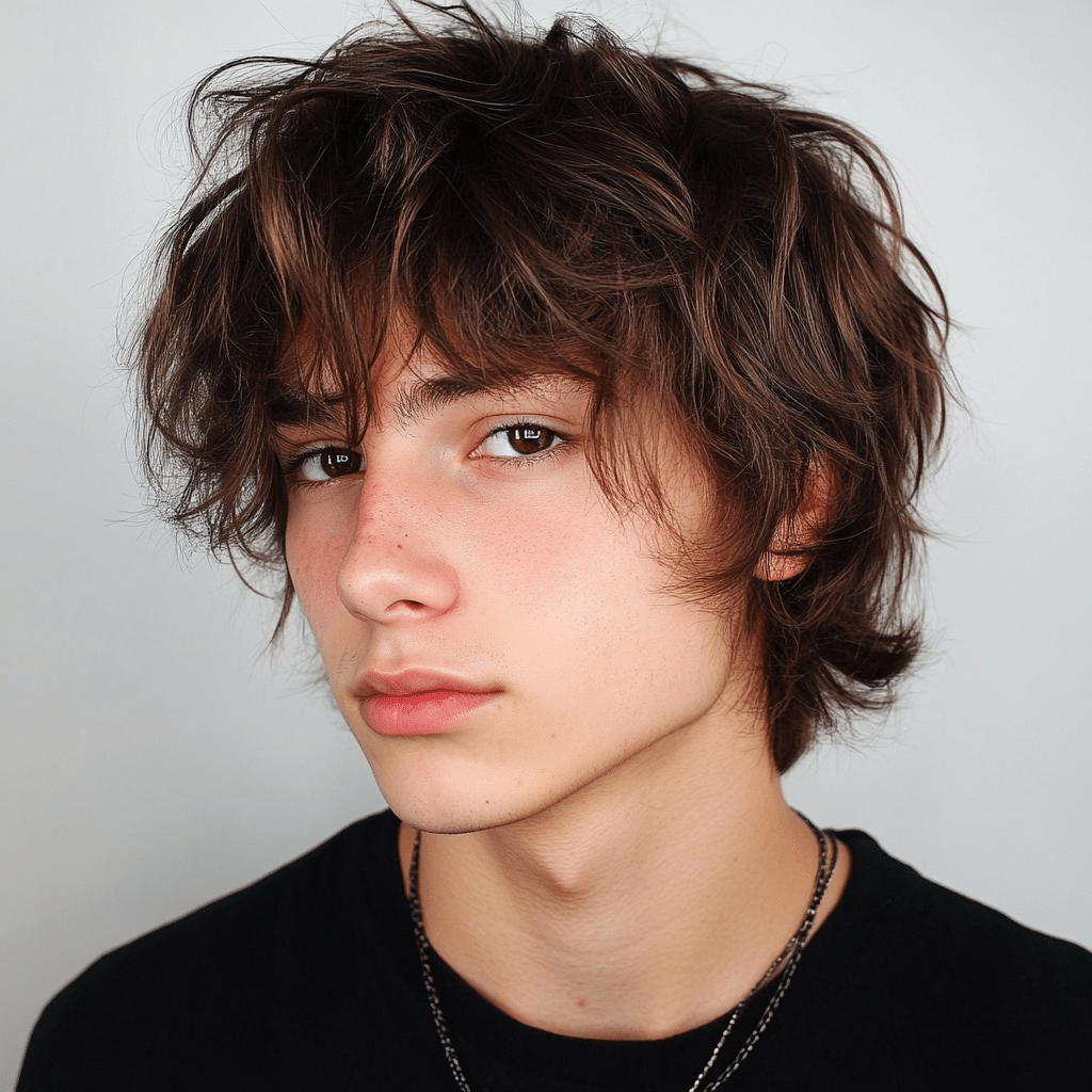 estilos de cabelo com camadas e franja