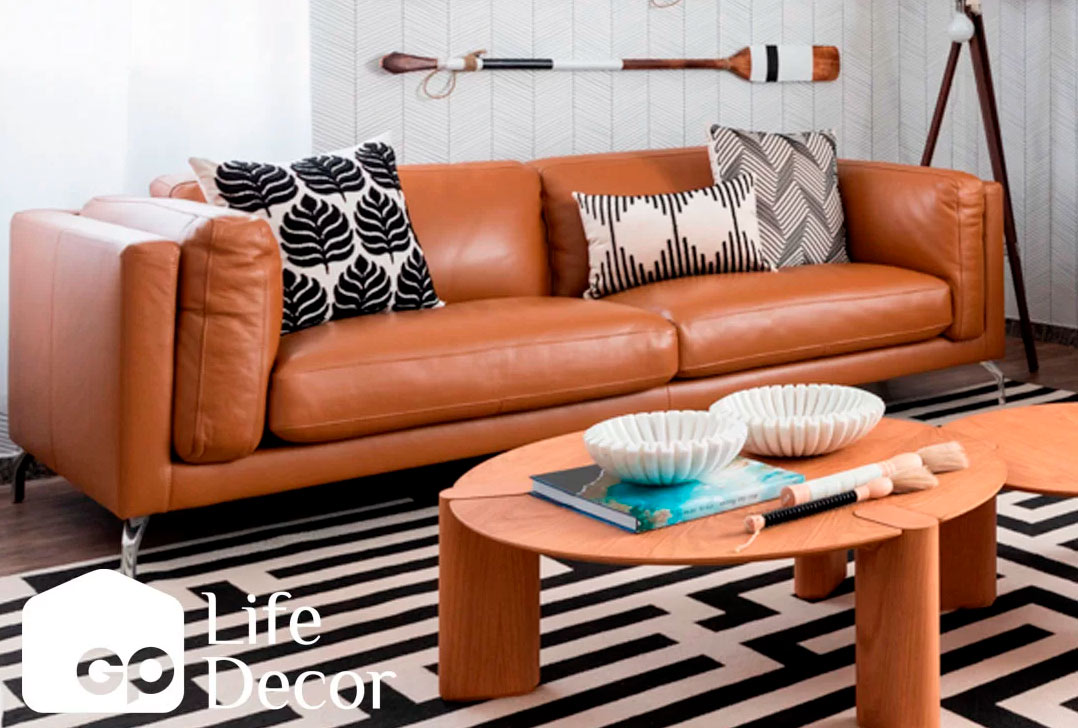 como decorar com sofá de couro
