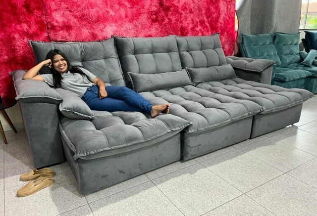 sofá cama retrátil e reclinável