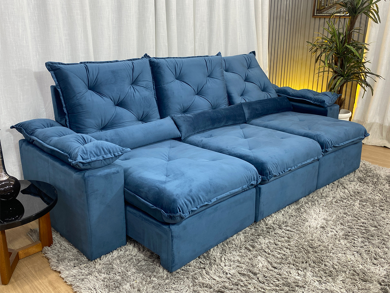 sofá cama retrátil e reclinável