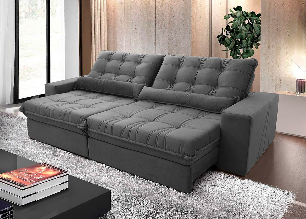 sofá cama retrátil e reclinável