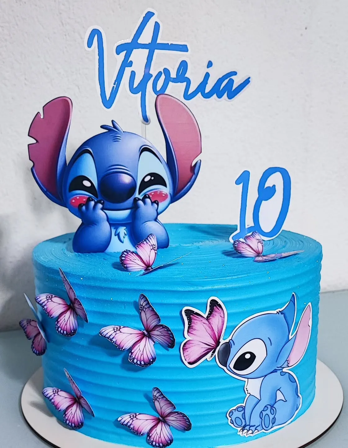 elementos de decoração Stitch azul e rosa