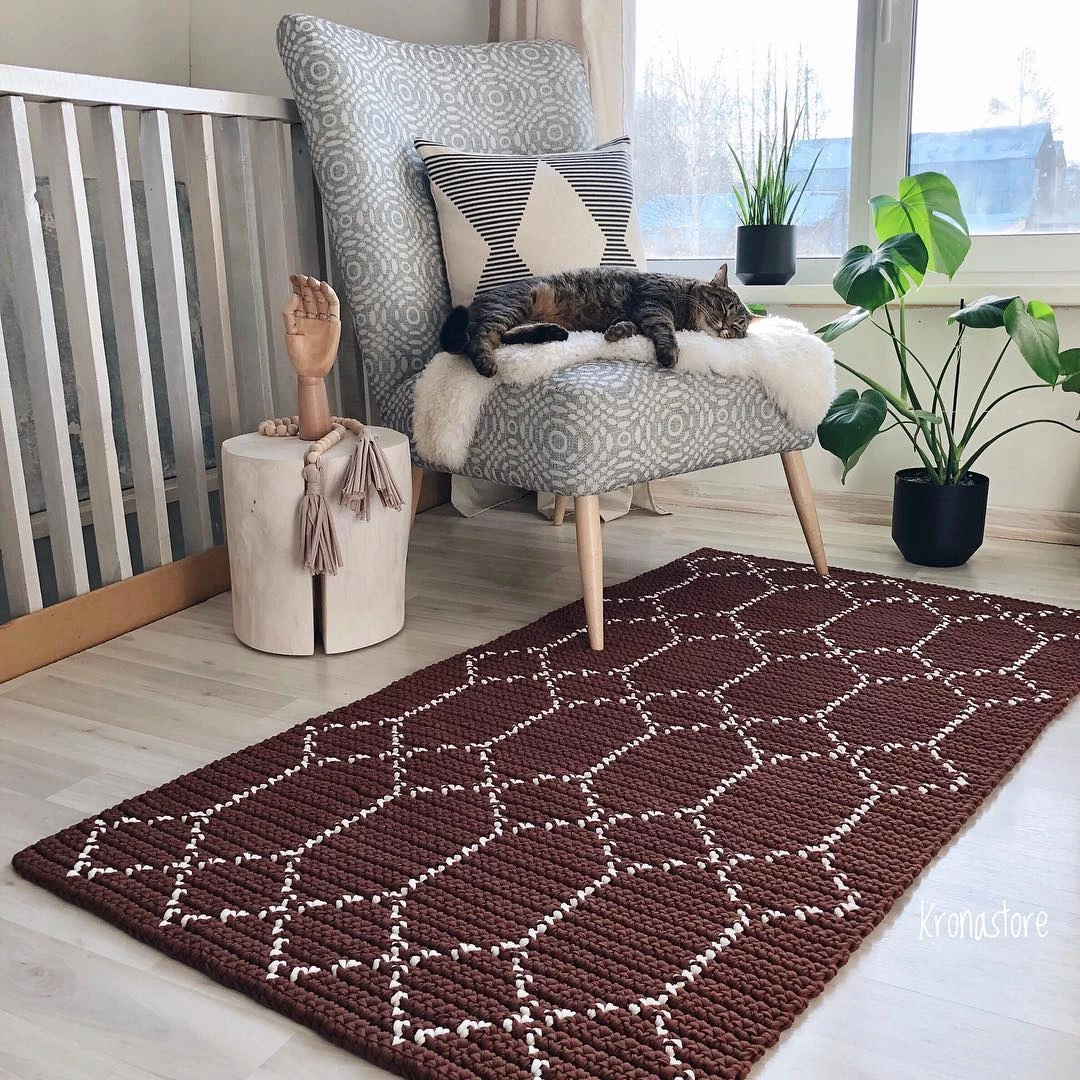 Tendências de cores e formatos em tapetes de crochê para 2024