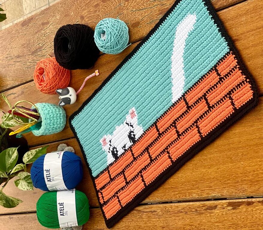 tecnica do fio conduzido tapestry no amigurumi