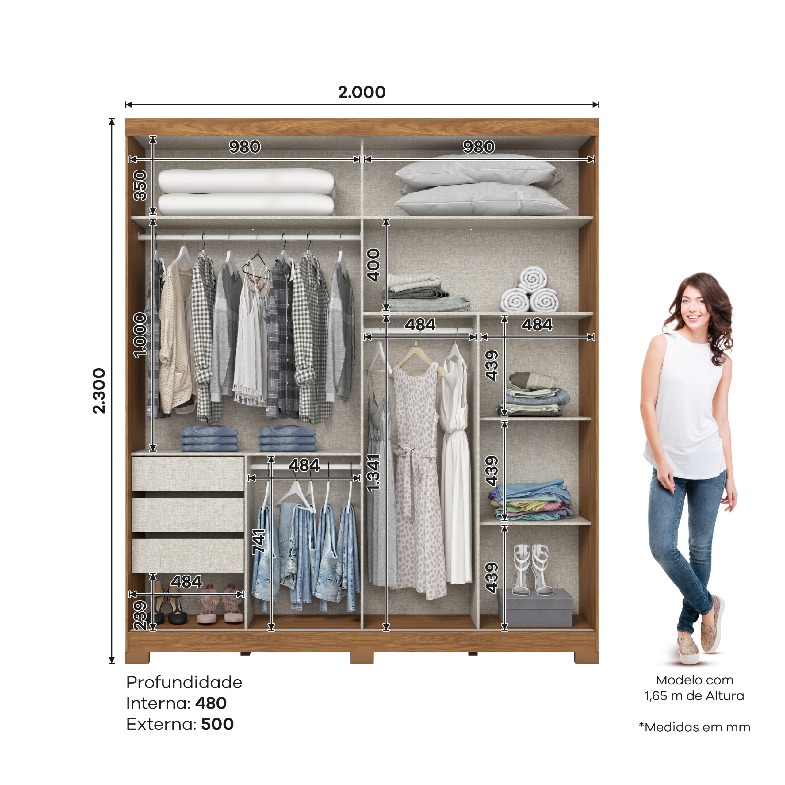 tipos e dimensoes de guarda roupa