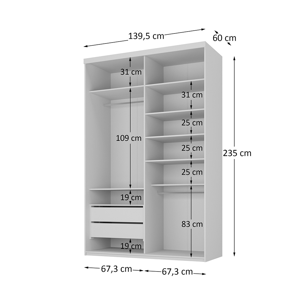 como calcular o tamanho de um closet