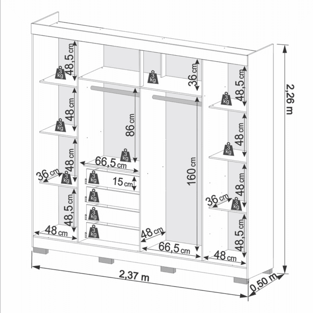 tipos e dimensoes de guarda roupa