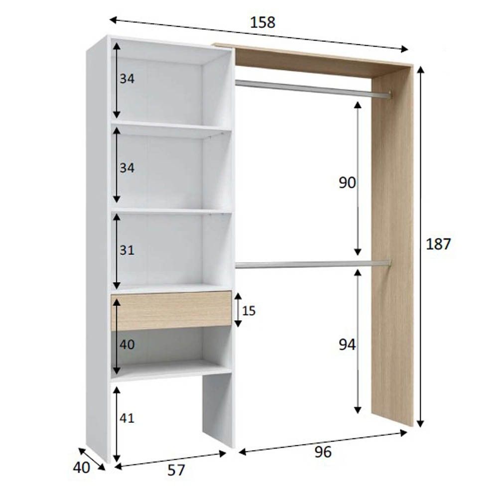 dimensões de guarda-roupa modular