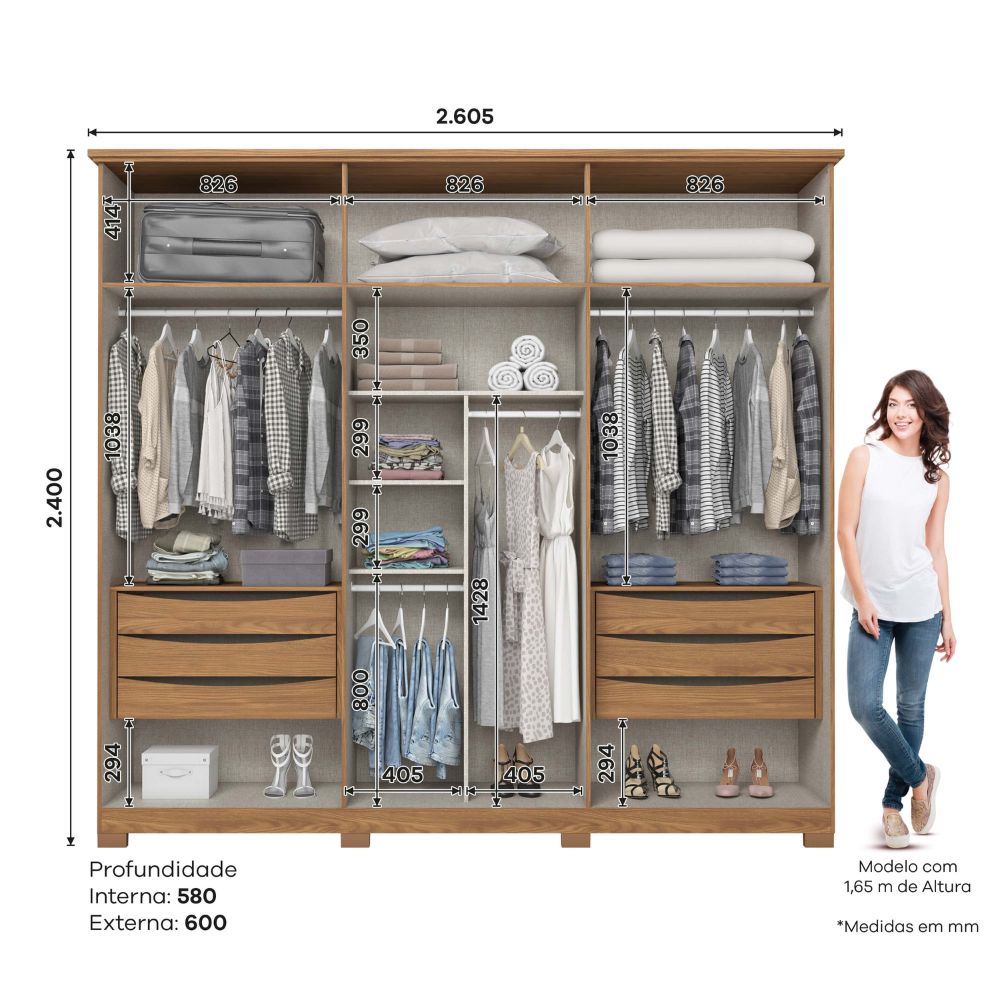 medidas ideais para guarda-roupa de casal