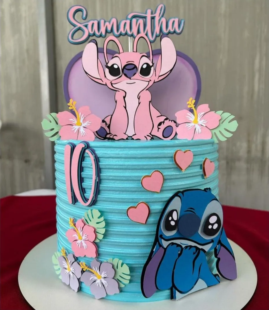 Top 10 Modelos de Topo de Bolo Stitch e Angel para Baixar