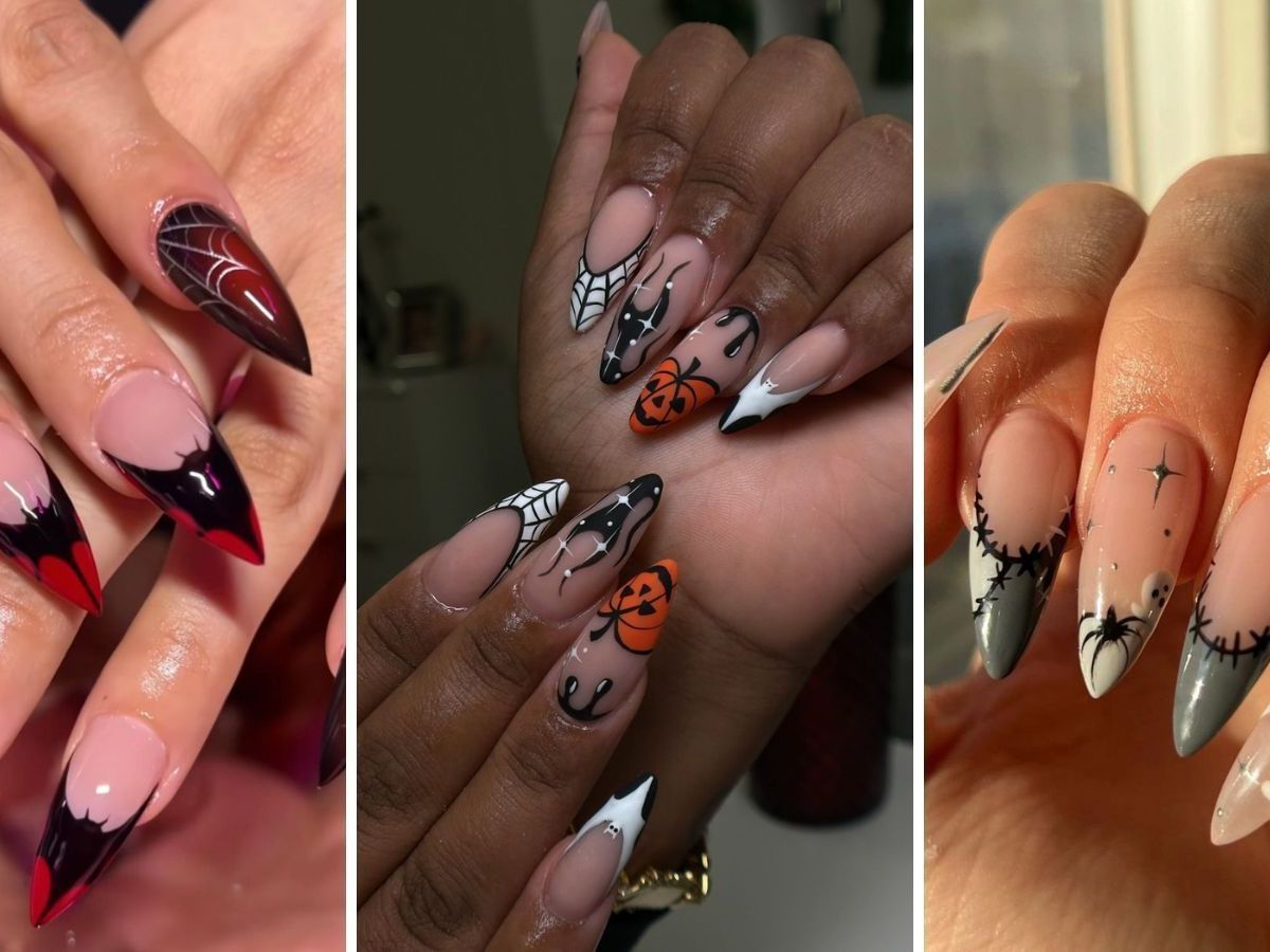 unha decorada halloween simples