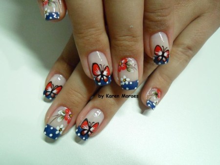 unhas decoradas com borboletas