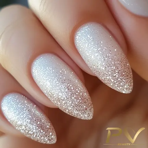 esmalte com glitter fino ou flocado