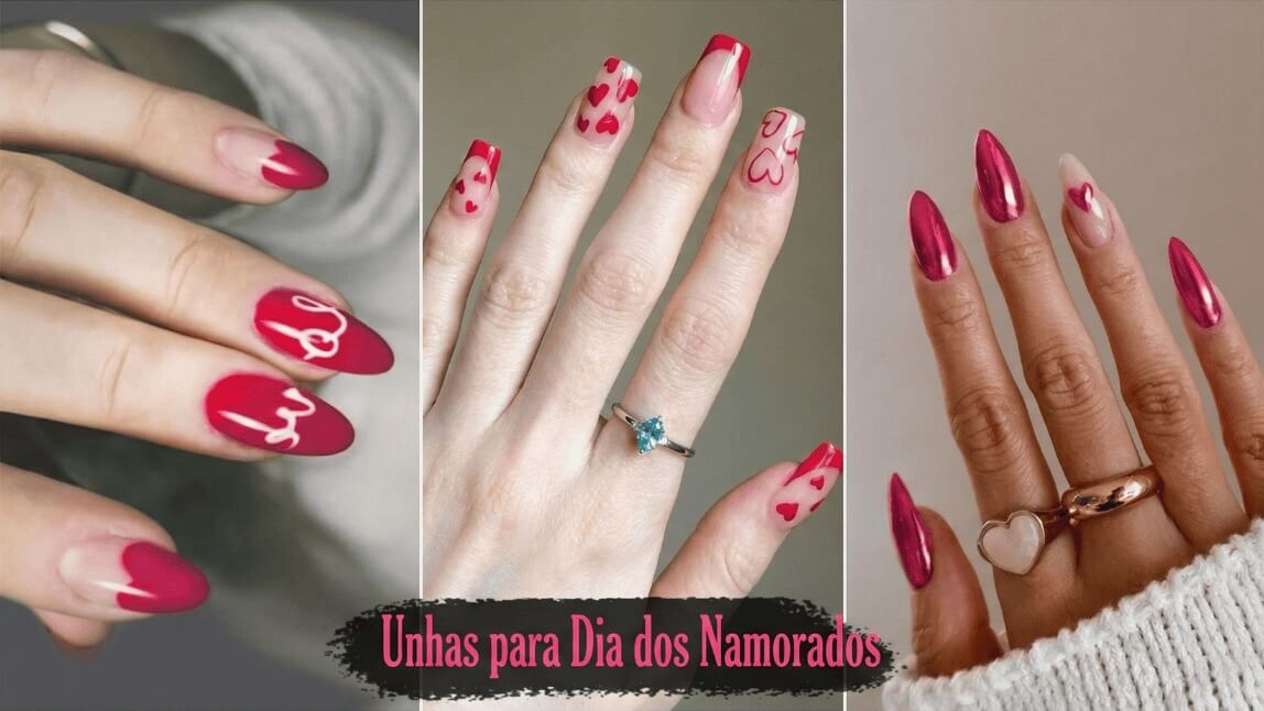 unhas decoradas dia dos namorados
