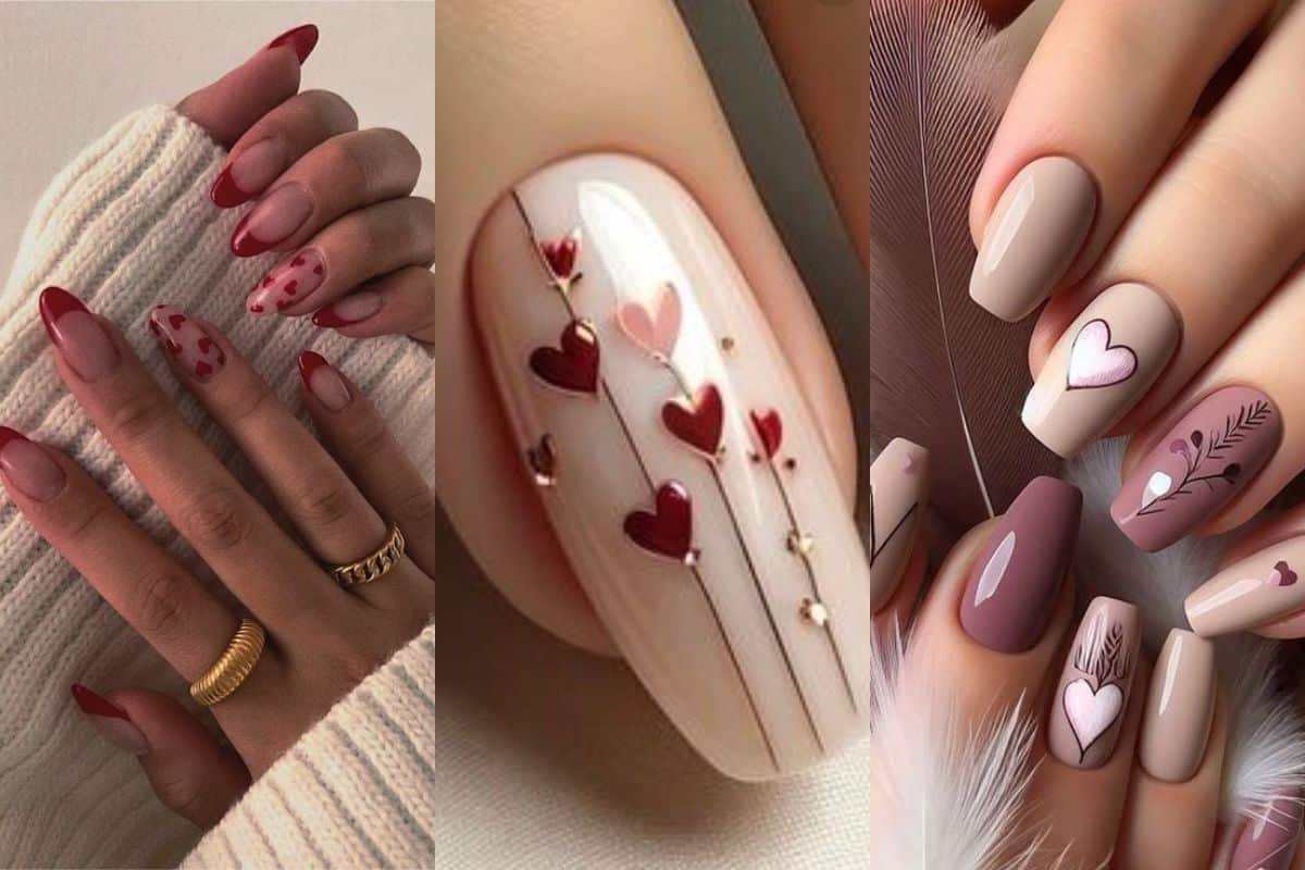 unhas decoradas dia dos namorados