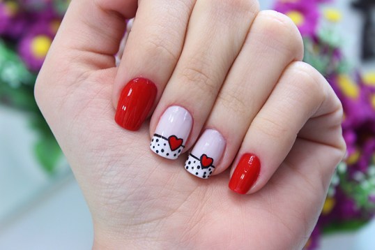 unhas decoradas dia dos namorados