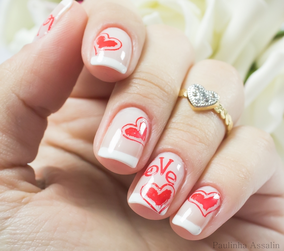 unhas decoradas dia dos namorados