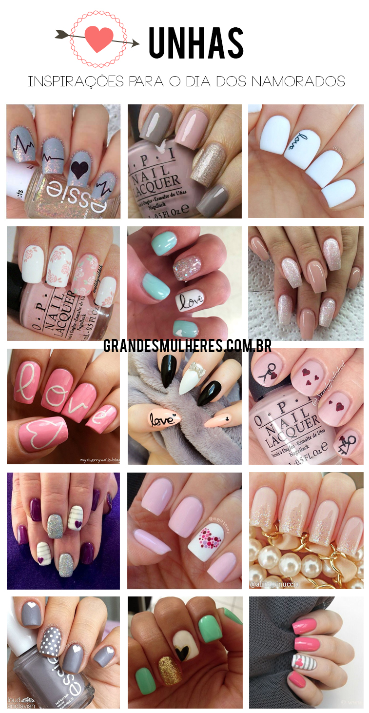 unhas decoradas dia dos namorados