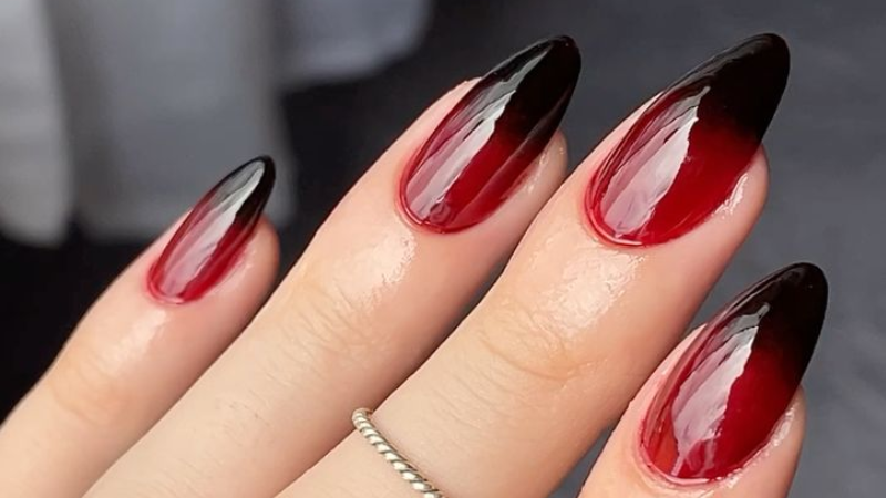 Unhas Preto Com Vermelho