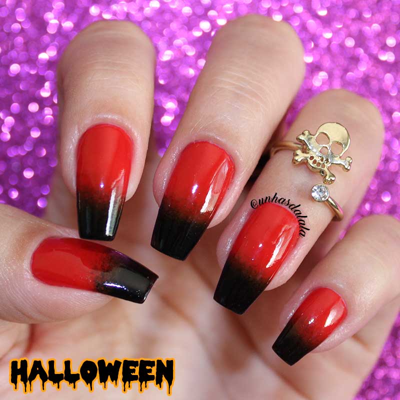 Unhas Preto Com Vermelho