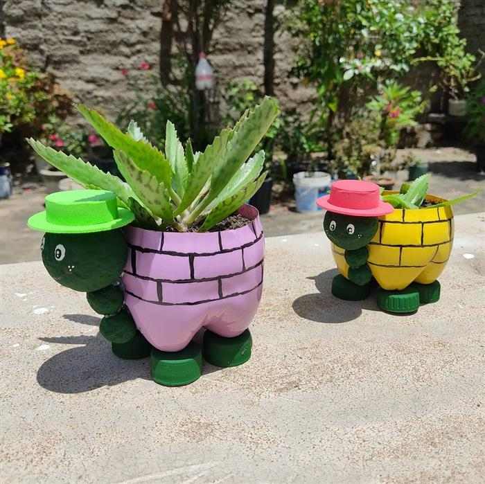 mini terrário em garrafa pet