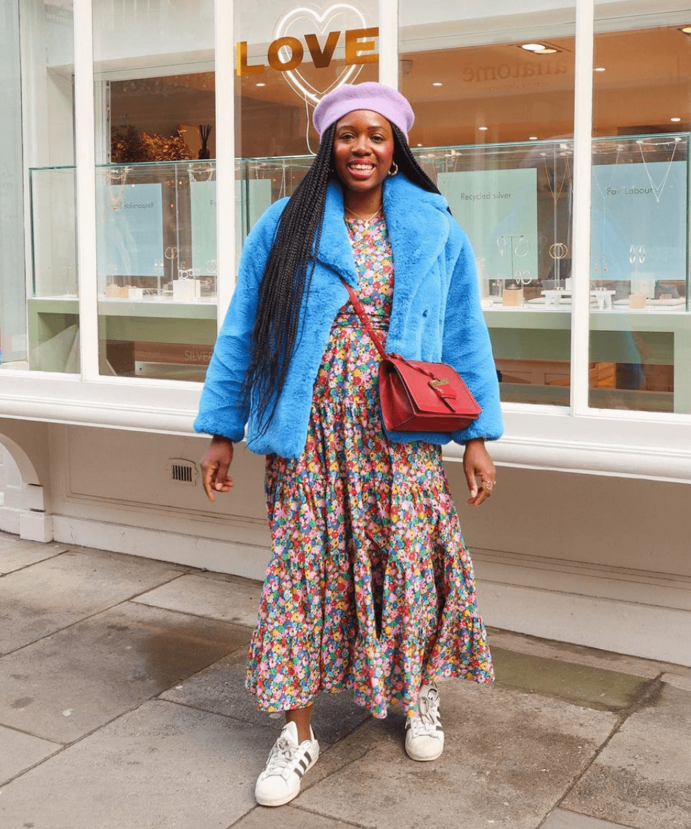 vestido de tricô com casaco de lã