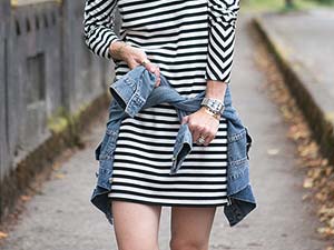 como não engordar com vestido listrado