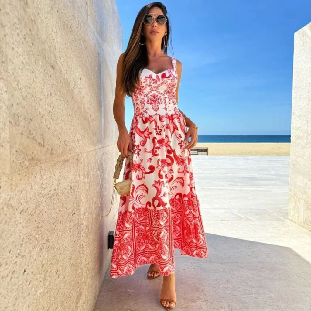 vestido midi estampado