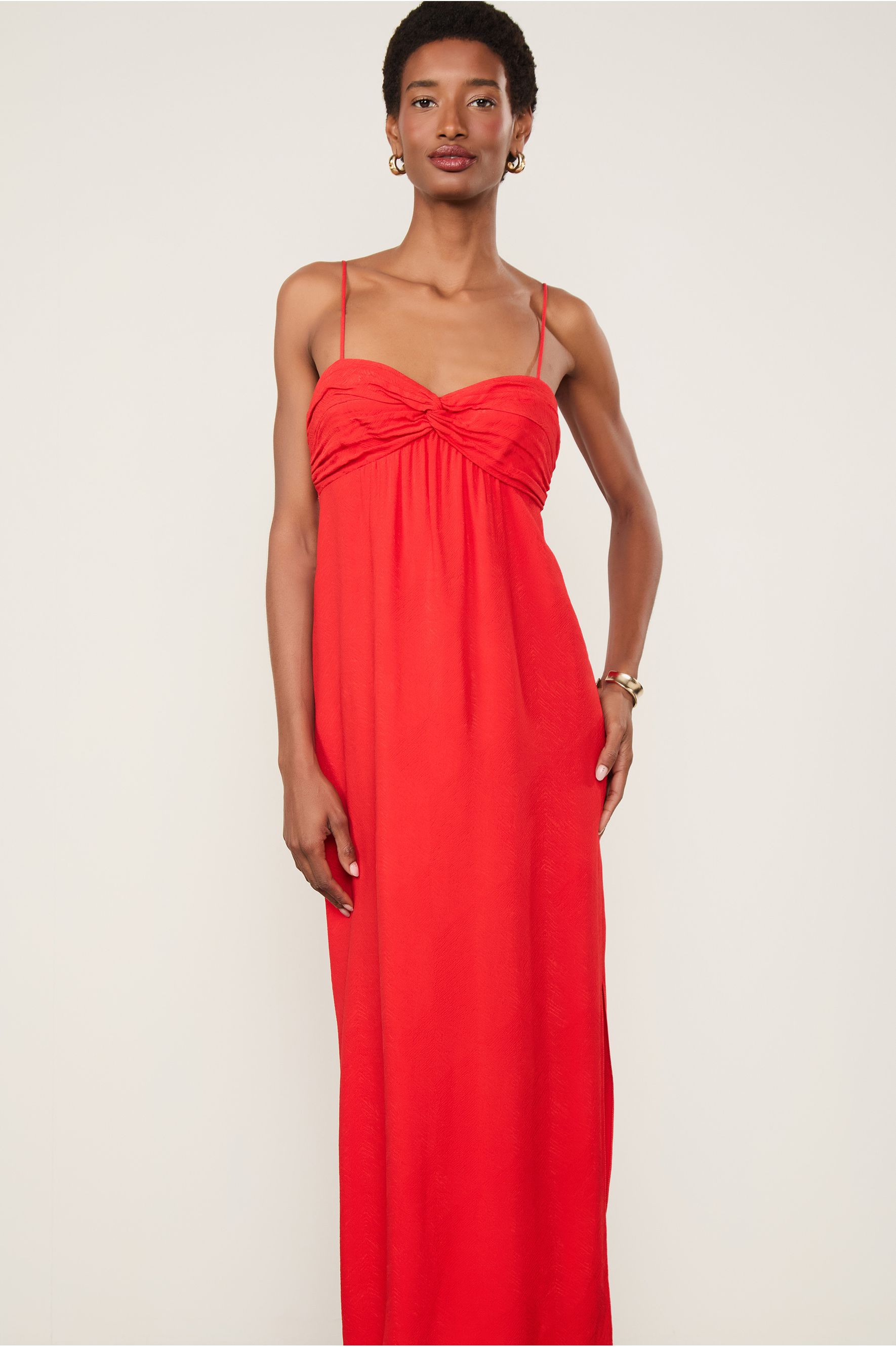 vestido midi vermelho